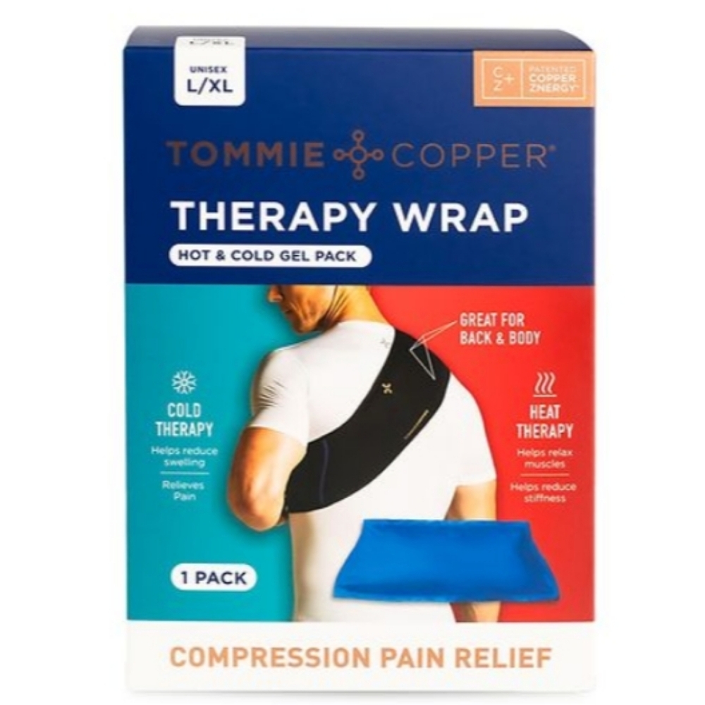 NIB - Tommie Copper Hot & Cold Gel Pack Compression Pain Relief Wrap. Sz: L/XL